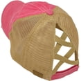 thumbnail image 2 of C.C Ponytail Criss Cross Messy Buns Ponycaps Baseball Cap Dad Trucker Mesh Hat (Distressed Be Kind Pink), 2 of 2