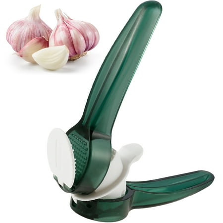 

Kyoffiie Garlic Press 2 in 1 Garlic Mincing and Slicing Tool Stainless Steel Garlic Mincer Slicer Professional Dual Function Garlic Press Crusher Set Easy to Squeeze and Clean for Ginger Garlic