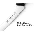 thumbnail image 2 of Humbee 12 Inch Cuisine Pro Serrated Bread Knife, Premium Stainless Steel Wave Edge Razor Sharp Blade Knife for Bread, Dishwasher Safe, NSF Certified, Black, 2 of 7