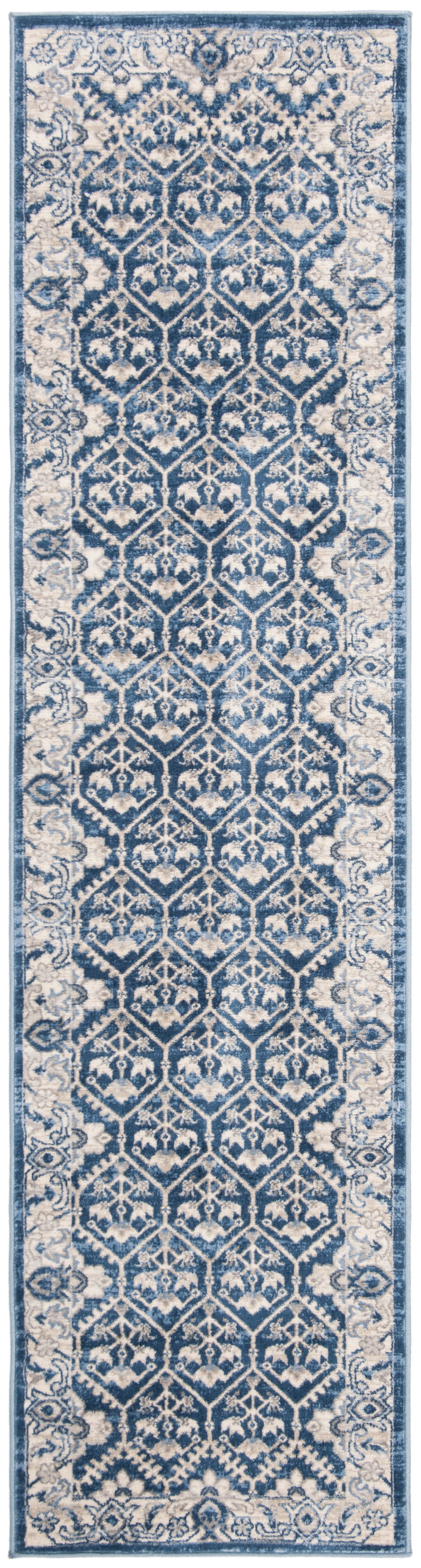 SAFAVIEH Brentwood Pompeii Geometric Runner Rug, Navy/Light Gray, 2' x 10'