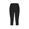 thumbnail image 5 of Olyvenn Capri Leggings for Women Plus Size High Waisted Capris Rhinestone Hem Yoga Cropped Trousers 2025 Summer Gym Pants Black XXXL, 5 of 5