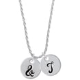 thumbnail image 1 of Delight Jewelry Silvertone Large Script Letter - & - 3/4'' Disc - Silvertone Script Initial Disc - T - Charm Necklace, 20"+3", 1 of 4
