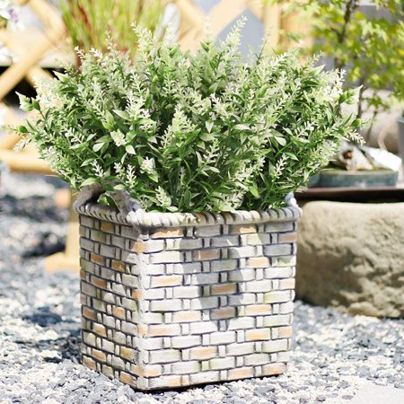 Sinhoon 16 Bundles Artificial Lavender Flowers for Outdoor Decoration, UV Resistant Fake Shrubs Garden Indoor Outdoor Decor (White)
