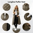 thumbnail image 6 of Zip Up Puffer Vests for Women,Stand Collar Sleeveless Oversized Long Quilted Warm Coat With Pockets, 6 of 6