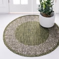 thumbnail image 2 of Unique Loom Outdoor Collection Tapis d'Intérieur et d'Extérieur Traditionnel Floral, 4 Pieds, Vert/gris, 2 of 2