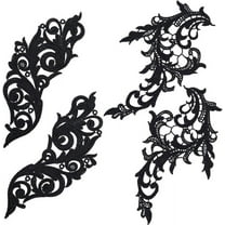 4Pcs 2 Styles Leaves Embroidered Appliques Lace Fabric Black Leaf Flower Sew on Patches DIY Wedding Dress Collar Neckline Trims Applique