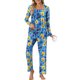 thumbnail image 5 of Puntoco Conjunto de pijama cómodo para mujer, conjunto de pijama informal de manga larga con estampado de moda para mujer y pantalones con bolsillos, 5 of 5