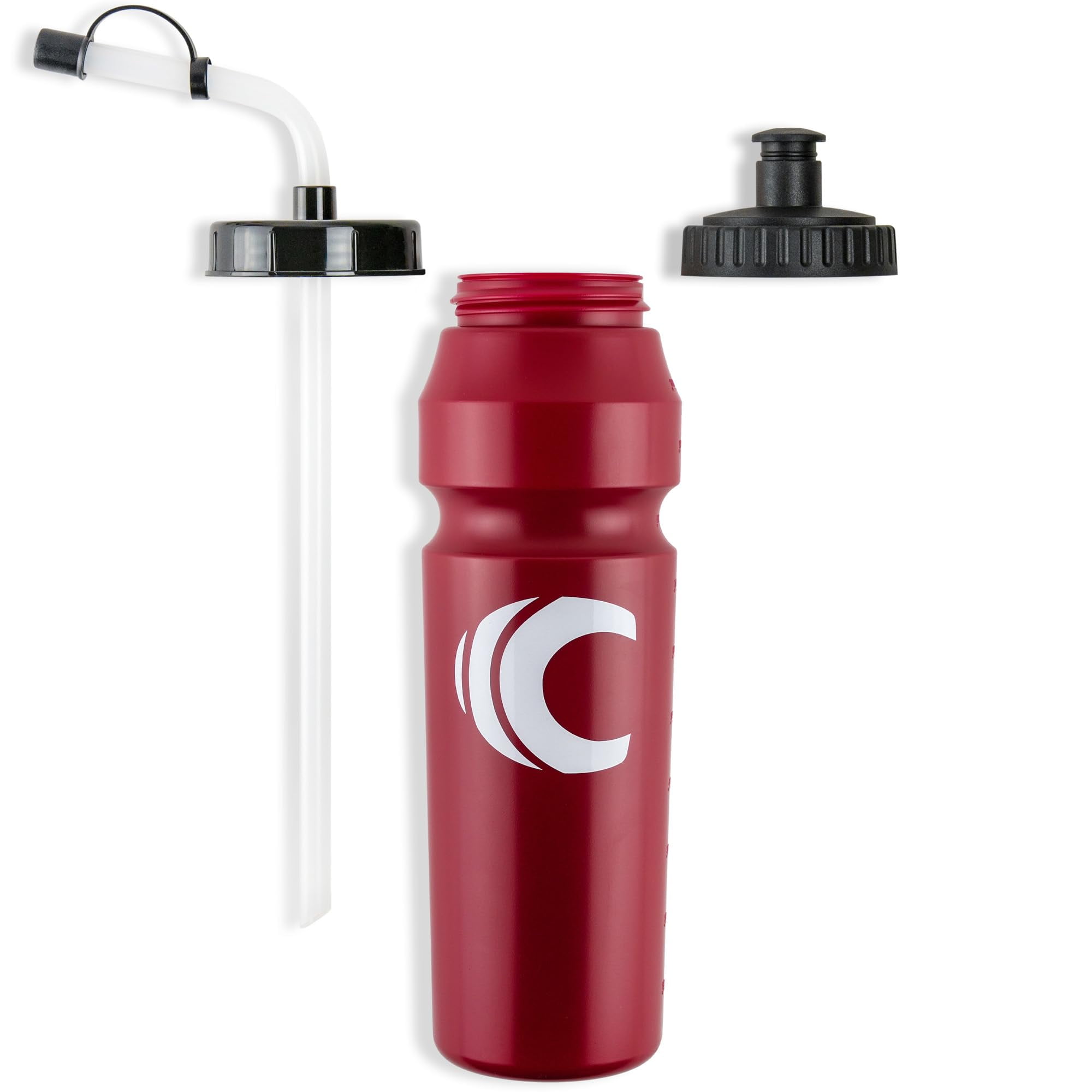 Cannon Sports 1 Liter Sports Water Bottle, BPA-Free, 34 Oz Capacity, Large Mouth, 2 lids (Straw and Squeeze), Great For Helmet Sports Such As Hockey, Lacrosse, Football, Boxing (6 Pack) (Burgundy)