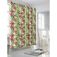 thumbnail image 5 of Tropical Leaves Waterproof Fabric Shower Curtain, Summer Green Pink Flower Floral Shower Curtain for Bathroom Curtains Bathtubs Hotel Washable Shower Curtains with 12 Hooks Standard 72x72, 5 of 6
