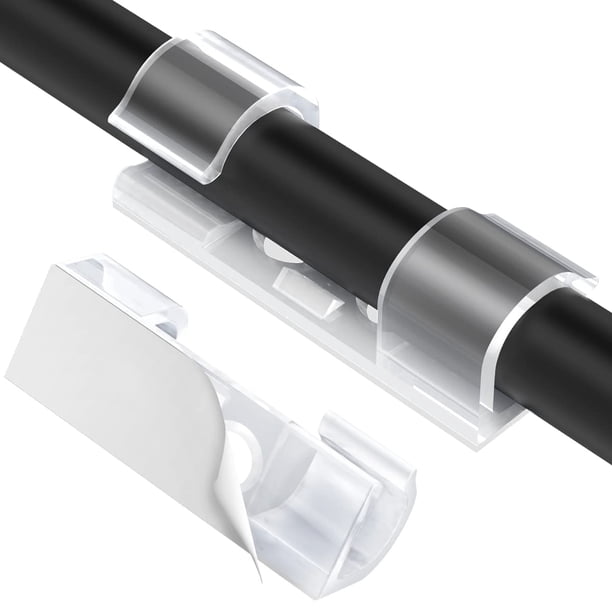 48 clips adhesivos para cables, organizador de cables para TV, PC y escritorio.