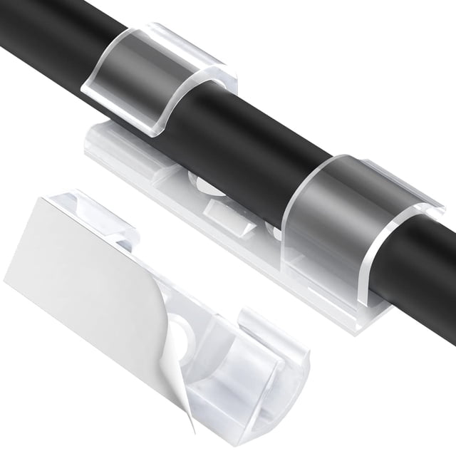 48 clips adhesivos para cables, organizador de cables para TV, PC y escritorio.