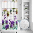 thumbnail image 2 of No Hook Shower Curtain, Spring Purple Flowers Shower Curtains for Bathroom with See Through Top Window, Botanical Vases Pots Floral Wooden Waterproof & Washable Bath Curtain Stand Up Stall 36"x72", 2 of 9