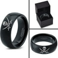 thumbnail image 4 of Tungsten Skull Crossbones and Swords Band Ring 8mm Men Women Comfort Fit Black Dome Polished, 4 of 4