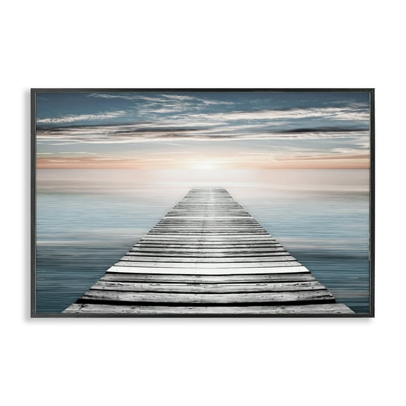 Stupell Industries Sunlit Dock Planks Landscape & Nature Photography Black Framed Art Print Wall Art, 18 x 12