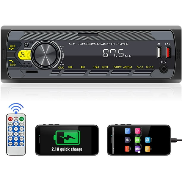 Estéreo de coche UNITOPSCI Pantalla LCD Bluetooth 5.0 de un solo DIN