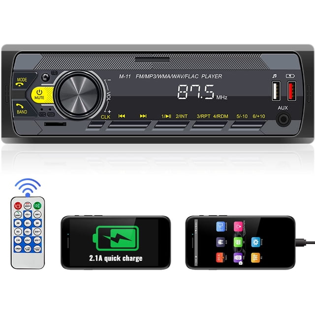 Estéreo de coche UNITOPSCI Pantalla LCD Bluetooth 5.0 de un solo DIN