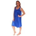 thumbnail image 3 of Women's Silky Feeling Sleeveless Nightgown with Embroidery Lace Floral Design, Royal Blue, Size XL, 3 of 5