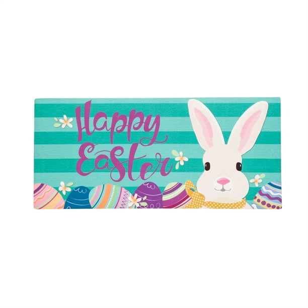 Evergreen Floor Mat Easter Bunny Sassafras Switch Mat, 22'' x 10