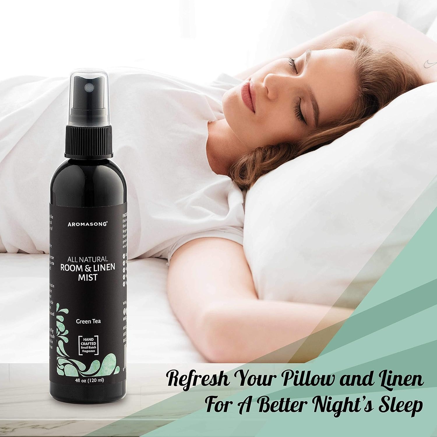 Aromasong All Natural Room & Linen Spray For Pillows And Sheets- Holiday Gift Pack Of Lavender, Green Tea, And Eucalyptus Included - Bed Spray Air Freshener Natural Essential Oil Spray For Sleeping
