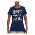 thumbnail image 2 of Wild Bobby Respect The Locals Save Our Oceans Whale Animal Lover Women Graphic Tee, Navy, X-Large, 2 of 6