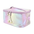 thumbnail image 1 of 1 Pc Bolsa de Maquillaje de Mujer Cuadrada Letra A para Vacaciones y Actividades al Aire Libre Color Púrpura PU, 1 of 3