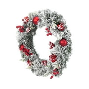 Tenozek 19inch Christmas Wreath Decorated with a Snow-White Effect Apple Gift Box