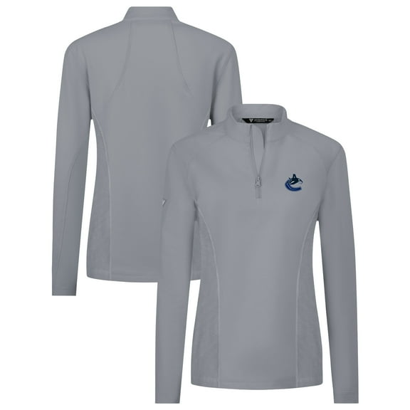 Women's Levelwear  Gray Vancouver Canucks  Upright Quarter-Zip Pullover