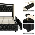 thumbnail image 5 of Homfa Full Size LED Bed Frame with 4 Storage Drawers, PU Leather Upholstered Platform Bed with Crystal Buttons Headboard, Black, 5 of 7