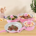 thumbnail image 3 of Traditional Fall Decor New Thirteen Piece Cookware Set Soup Pot Milk Pan Frying Pan Non-Stick Spatula Set Maifan Stoneware Multi-Piece Set Pinks, 3 of 6