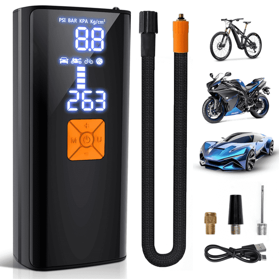 Tire Inflator Portable Air Compressor, Air Pump for Car Tires with Tire Pressure Gauge 150 PSI