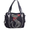 thumbnail image 4 of Zzfab Double Handles Rhinestone cat Purse Black, 4 of 4