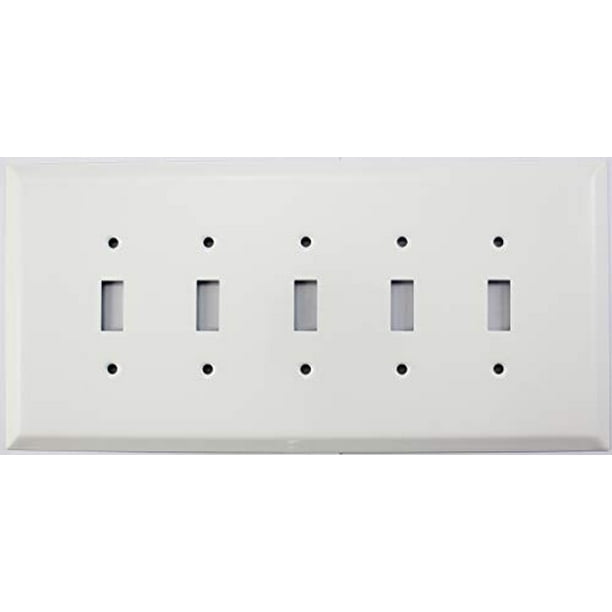 Over Sized Jumbo Smooth White 5 Gang Toggle Light Switch Wall Plate Walmart Com Walmart Com
