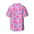 thumbnail image 6 of Lsque Pink Donuts print Men's Cuban Collar Short Sleeve Shirt Summer Beachwear Casual Button Down Fashionable Vacation Leisure Shirt-Small, 6 of 7