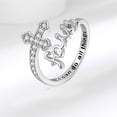 thumbnail image 4 of Minimalist CZ Cross Faith Open Band Rings for Women Silver Gold-Toned Adjustable Stacking Sword Cubic Zirconia Wrap Finger Rings Expandable Comfort Fit Simple Crystal Halloween Jewelry, 4 of 11