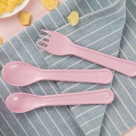 2Pcs Baby Fork & Spoon Set PLA Corn Easy-Grasp Toddler Self Feeding Utensils Kids Cutlery Flatware (Best Flatware For The Money)