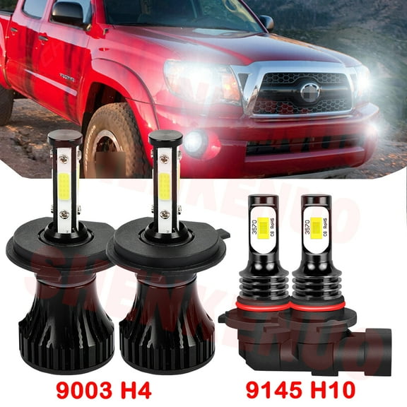 H4 9003 High&Low Beam for Toyota Hilux 2005 2006 2007 2008 2009 2010 2011 2012 2013 2014 2015 2016 2017 2018 2019 LED Headlights 9145 H10 Fog Lights 4pcs