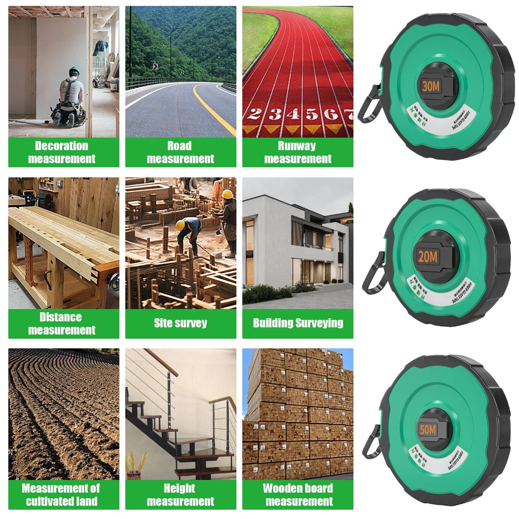 Waterproof Fiber Tape Measure Double Side Scale Measuring Tape ABS Casing Tape Measure for Construction & DIY Projects