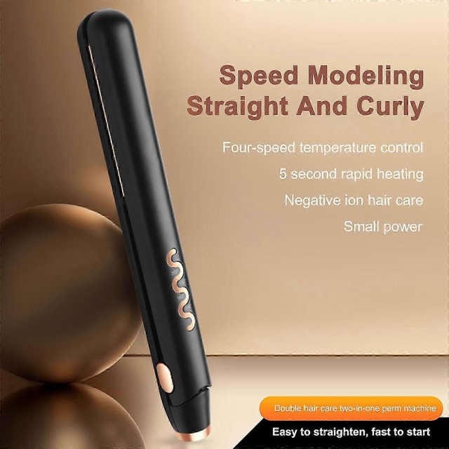 Women's Flat 2-in-1 Hair Straightener and Curling Iron with 3D Seamless Plate PTC Fast Heating Adjustable Temperature Settings