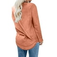 thumbnail image 4 of Jewelreauty Women Long Sleeve Shirts Casual Solid Color Round Neck Pullover Tops Loose Cozy T-Shirts (M, Orange-A), 4 of 7