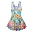 thumbnail image 4 of FUIALDOLG Littl Girl Swimsuit with Skirt Dolphin Pattern Swimwear Little Girl's One Piece Swimwear Sleeveless Swim Dress A-line Swimming Dress 10-11 Y, 4 of 7