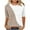 Khaki, variant on GigrtiJin 3/4 Sleeve Womens Tops Round Neck Wrinkled Color Block Long Hem Blouse T-Shirt Trendy Casual Tunic