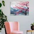thumbnail image 3 of Chilfamy Pink Flowers Mountain Canvas Prints Wall Art Ready to Hang 16x12in, 3 of 6