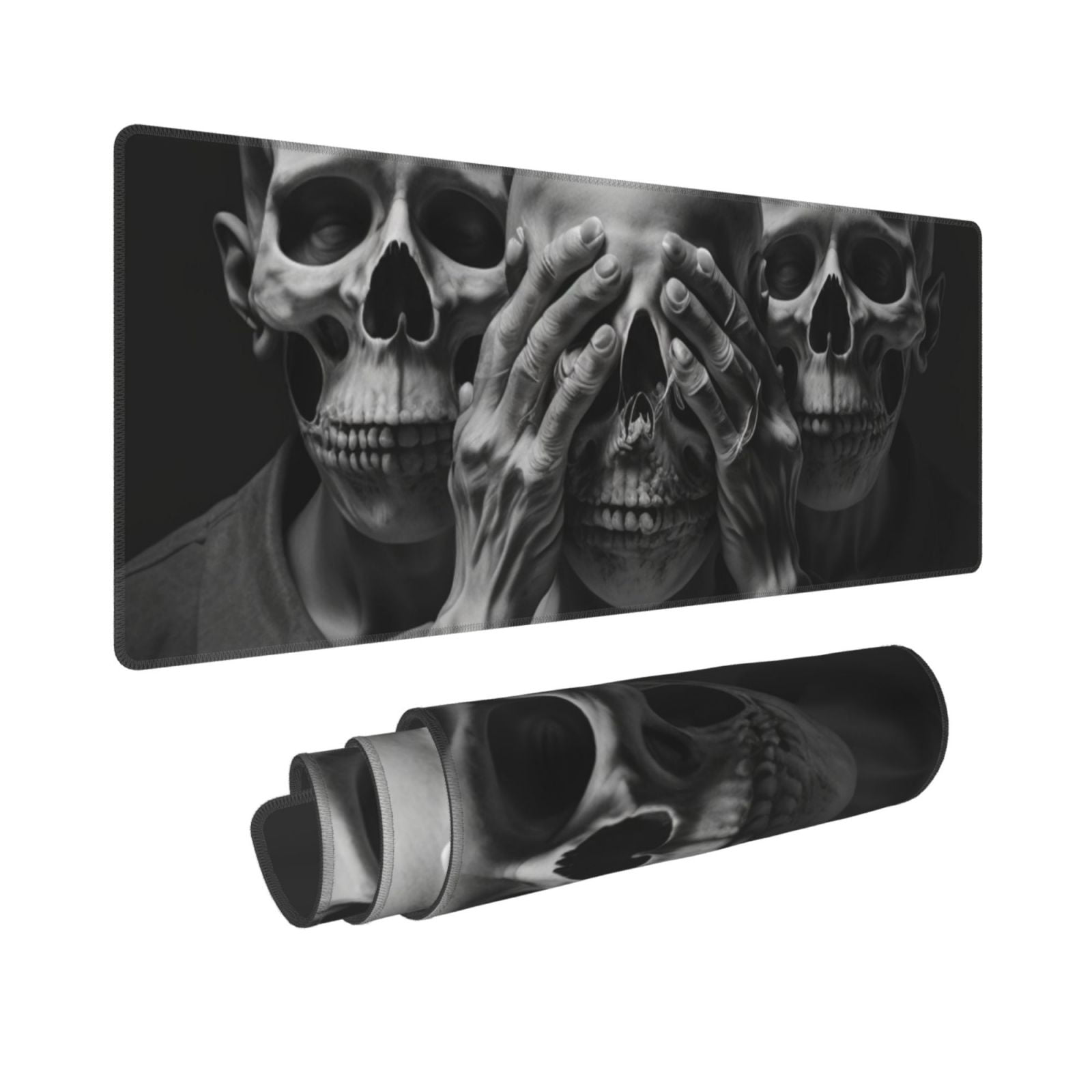 Death Skulls Gothic Skull Mouse Pad Extended Large Gaming Mousepad Non-Slip Rubber Big Keyboard Desk Mat 31.5 X 11.8 Inch
