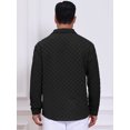 thumbnail image 3 of DARING DIVA Men's Plaid Textured Casual Long Sleeve Button Down Shirt 2XL Black, 3 of 7