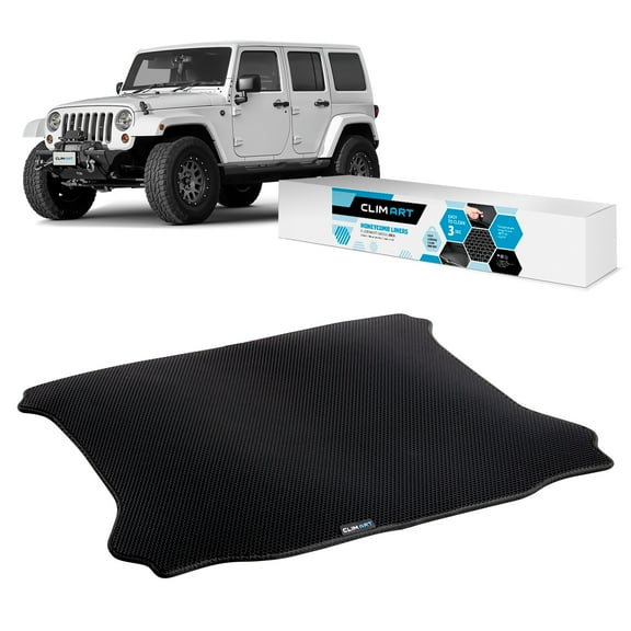 CLIM ART Cargo Liner for Jeep Wrangler 2014-2018 Custom Fit Trunk Mat, with Honeycomb Dirtproof & Waterproof Technology - All-Climate, Heavy Duty, Anti-Slip Cargo Liner, Luggage - FL01107030