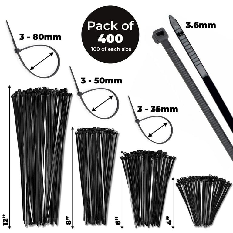 Bolt Dropper Black Cable Zip Ties - Assorted Sizes 4