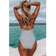 thumbnail image 2 of Bañador de una pieza para mujer, a rayas, cuello redondo, espalda cruzada, para playa, trajes de baño Zhivalor CZYD-SY74-4, 2 of 6