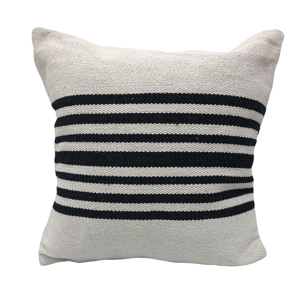 LR Home Elevate Cotton Pillow Set of 2 in White/Black, 22" x 22"