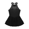 thumbnail image 3 of Yeahdor Girls Sparkly Rhinestones Ballet Dance Costume Mesh Splice Figure Ice Skating Dress Gymnastics Leotard Dance Dress Black 8, 3 of 7