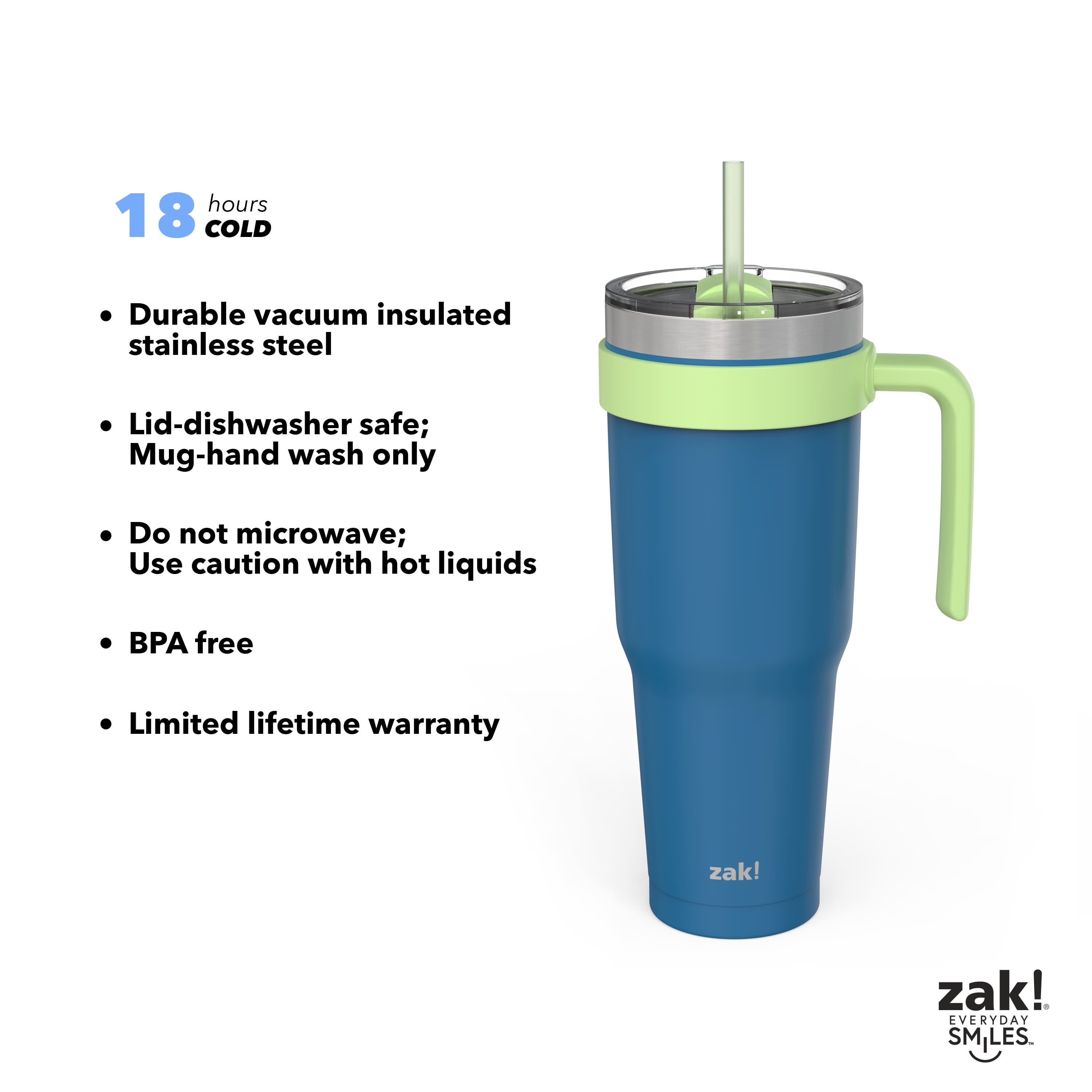 Zak Designs Alfalfa Stainless Steel Vacuum Insulated Double Wall
